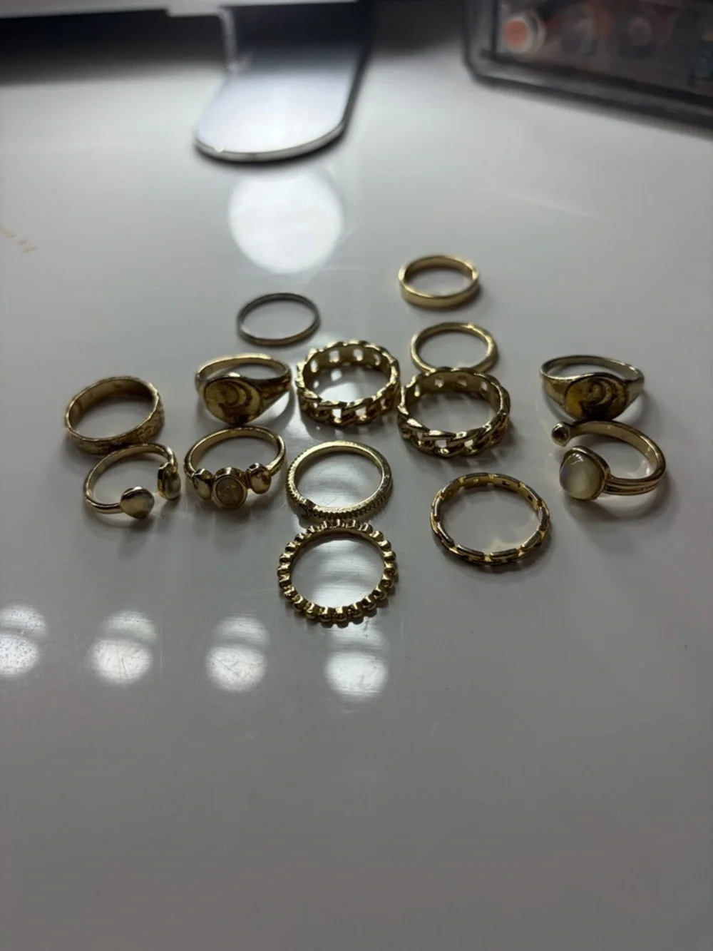 Gold Tone Mixed Stackable Rings - Set - Picture 2 of 2
